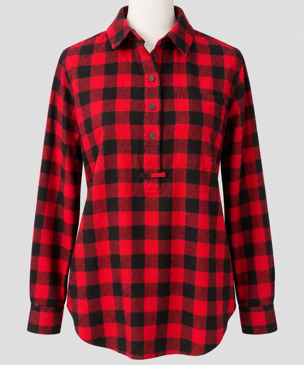 Madewell Flannel Popover Shirt Buffalo Check Red Black Plaid Women’s Small